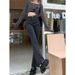 retro Denim Flared Pants For Women, High-waisted, Slim-fit, Straight-leg Black Trousers, European And American Style_mkmklike.com