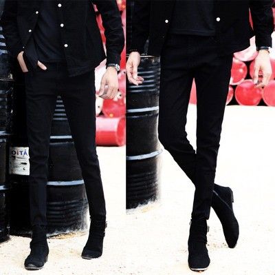 Men's Clothing Jeans Men's Spring And Autumn Trendy Brand Elastic Slim Fit Slim Feet 2022 Men's Black Trendy Autumn Long Pants Men_mkmklike.com