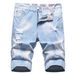 Men's Fashion Ripped Denim Shorts - Korean Style Loose Fit Straight Cut Summer Casual Short Pants With Printed Design_mkmklike.com