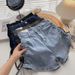 Women's High-Waisted Slim Fit Denim Shorts Summer A-Line Trendy Drawstring Elastic Hot Pants Fashionable And Sexy_mkmklike.com