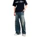 Nordmann American Style Trendy Blue Jeans For Men New Vintage Washed Casual Pants Loose Straight Wide-Leg Long Trousers_mkmklike.com