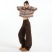 Thick Velvet Maillard Brown Wide-leg Jeans Women, 2025 Autumn And Winter New Style, High Street, Long-length Pants For_mkmklike.com