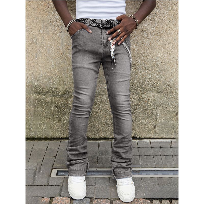 Laike Men's Stretch Jeans Street Fashion Casual Straight Leg Stacked Pants New Popular Ins_mkmklike.com