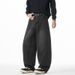 Loose Fit Washed Jeans For Men Spring Summer New Side Split Design Carrot Pants American Retro Long Trousers_mkmklike.com