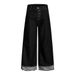 Loose Wide-Leg Jeans High Street Workwear Multi-Pocket Design Color Block Patchwork Frayed Straight Long Pants For Men_mkmklike.com