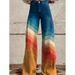 Cross-Border Foreign Trade Women's Plus Size Denim Hot-Selling 3D Printed Casual Wide-Leg Flared_mkmklike.com