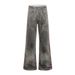 Post-Industrial Style Heavy-Duty Distressed Dirty Denim Flared Pants Men's Niche Design Deconstructed Loose Wide-Leg_mkmklike.com