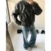 Men's Vintage Washed Denim Jeans Streetwear Lightning Bolt Design Relaxed Fit Clean Aesthetic Blue S-XL_mkmklike.com