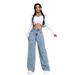 Women's High-Waisted Flared Jeans With Rhinestone Embellishments – Stretch Denim Wide-Leg Pants (XS-XXL, Washed & Distressed Look)_mkmklike.com
