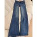 Dark Blue Bamboo-pattern Vintage Flared Jeans 2025, High-waisted, Trendy, Loose-fitting Bell-bottom Pants For Tall_mkmklike.com