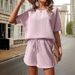 Holiday Daily Women's Simple Style Solid Color Polyester Jacquard Shorts Sets Shorts Sets_mkmklike.com