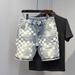 Men's Clothing Men's Summer Thin Trendy Brand Personality Slim Breeches High End Printed Handsome Shorts_mkmklike.com