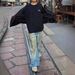 Men's Clothing Ac Style Ripped Yellow Mud Old Washed Dirty Pants Loose Flared Jeans For Men And Women_mkmklike.com