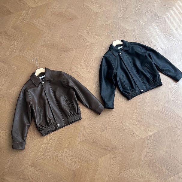 25FW / Autumn CleanFit Turn-Down Collar Fashion Casual Harrington Stylish Short Leather Jacket Coat Trendy_mkmklike.com