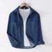 Spring And Autumn Casual Men's Denim Long Sleeved Shirt, Solid Color, Handsome, Simple, Versatile And Fashionable_mkmklike.com