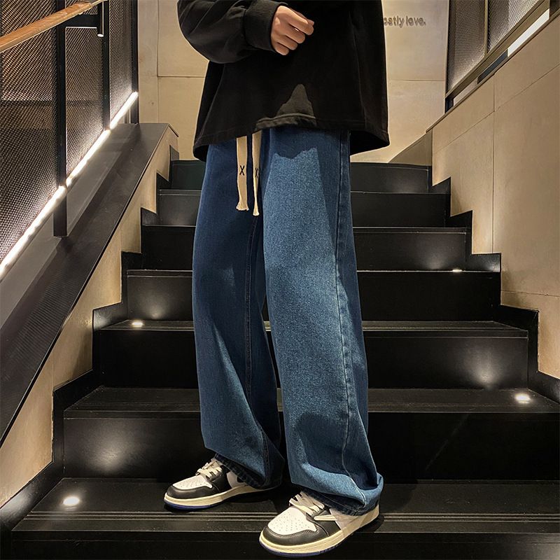 Retro Jeans Spring And Autumn Straight Loose And Comfortable Trendy Brand Wide Leg American High Street Versatile Casual Long Pants Men_mkmklike.com