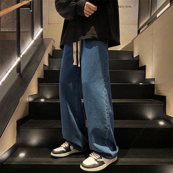 Retro Jeans Spring And Autumn Straight Loose And Comfortable Trendy Brand Wide Leg American High Street Versatile Casual Long Pants Men_mkmklike.com