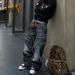 Men's Summer Retro High Street Straight Leg Jeans 3D Printed Water Ripple Coated Stylish And Edgy Denim_mkmklike.com