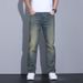 2025 New Summer Versatile Jeans Men, Straight Tube, Slim Fit, Washed, Grinding White, Made Old Pants For Men_mkmklike.com