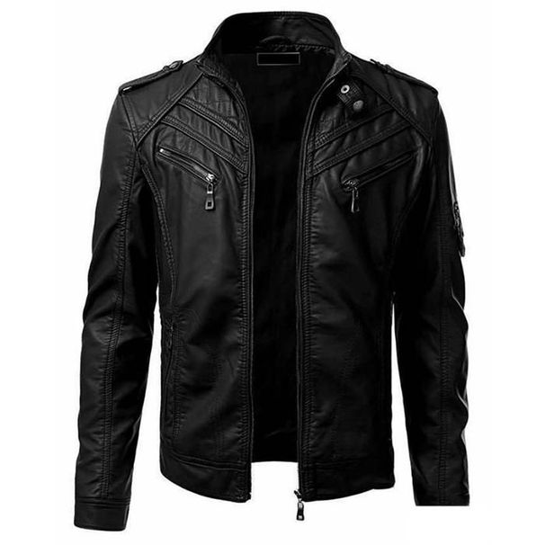 2024 autumn casual leather with men's color patchwork stand up collar jacket_mkmklike.com