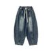 Spring And Summer New Large Size Retro Harlan Wide-leg Pants Casual Scimitar Washed Jeans_mkmklike.com