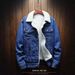 Autumn And Winter Denim Jackets, Men's Loose Tops, Cargo Jackets, Fleece And Thickening, Versatile Trendy Men's Denim Clothes_mkmklike.com