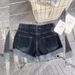 Petite Women's Low Waisted Rolled Up Denim Shorts, 2026 Summer New Style, Hot Girl Style, Stretchy, Tight Fitting, Slimming, Versatile Hot Pants_mkmklike.com