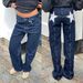 Y2K Retro Low Waist Wide Leg Jeans For Women – Contrast Stitching & Star Embellishments (Sizes S-L, 5+ Colorways)_mkmklike.com