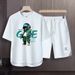 Men's Clothing 2024 Waffle Casual Summer Suit Men's Loose Teen Short sleeved T shirt Shorts Handsome Two piece Suit_mkmklike.com