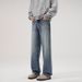 LKTM Retro Washed Wide Leg Jeans Midweight Polyester Loose Straight Leg Pants for Men And Women Trendy Versatile Blue Jeans_mkmklike.com