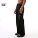 EF JEANS | 2024 New European And American High Street Zipper Splicing Fried Street Micro-speaker Straight Pure Black Jeans_mkmklike.com