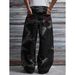 Men's Summer Wide Leg Pants Tie Dye Washed Jeans Loose Floor Length Trousers Street Style_mkmklike.com
