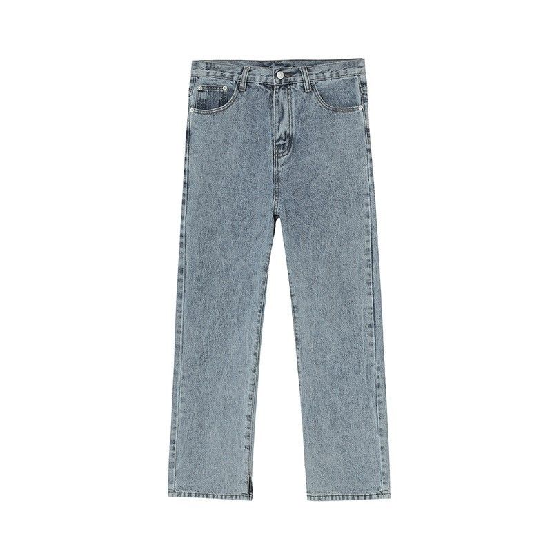 EF Denim | 2023 New Korean Version Non-elastic Trousers Men's Slit Straight Jeans Retro Casual Pants_mkmklike.com