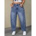 Women's Summer Loose Straight Leg Wide Leg Jeans Washed Denim New Style_mkmklike.com