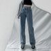 High-Waisted Wide-Leg Jeans – Flowy Straight Denim Pants With Dragging Hem For Women (Dark Grey/Light Blue)_mkmklike.com
