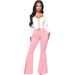 K Women's Fashion High-waisted Versatile Stretch Denim Bell-bottom Pants_mkmklike.com