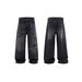 Inflation Men's Vintage Washed Denim Jeans – Distressed Cat Whisker & Beaded Streetwear Pants (S-Xl, Mid-Rise, Relaxed Fit)_mkmklike.com