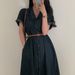 Ins Korean Style Lapel Short Sleeved Denim Dress For Women, With Waist Cinched To Show Off A Slim And Elegant Long Skirt_mkmklike.com
