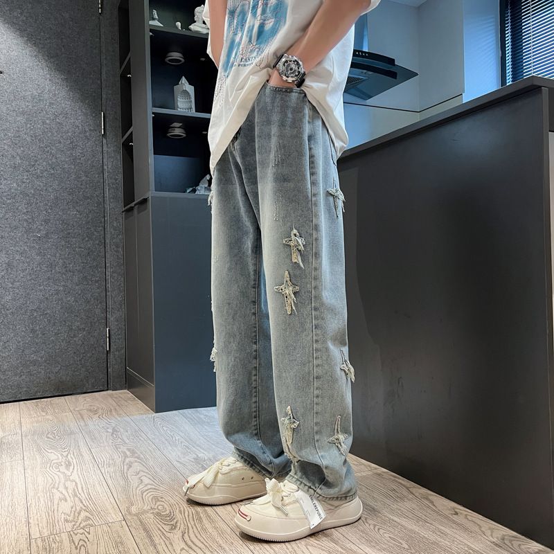 Men's Clothing Spring And Autumn Harajuku Style Bf Loose Straight Trend Student Wide Leg Mopping Long Pants_mkmklike.com