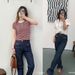 CE Straight-leg Jeans For Women, Dark Blue, Versatile, Slim-fit, Front Patch Pocket, High-waisted Long Pants, Women's_mkmklike.com