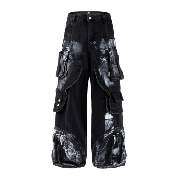 Streetwear Graffiti Jeans - Oversized Distressed Cargo Pants For Men & Women, Heavyweight Cleanfit Drop Hem Style_mkmklike.com