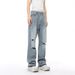 Men's Clothing Men's Distressed Denim Jeans - Vintage American Style High Street Loose Fit Straight Leg Wide Pants_mkmklike.com