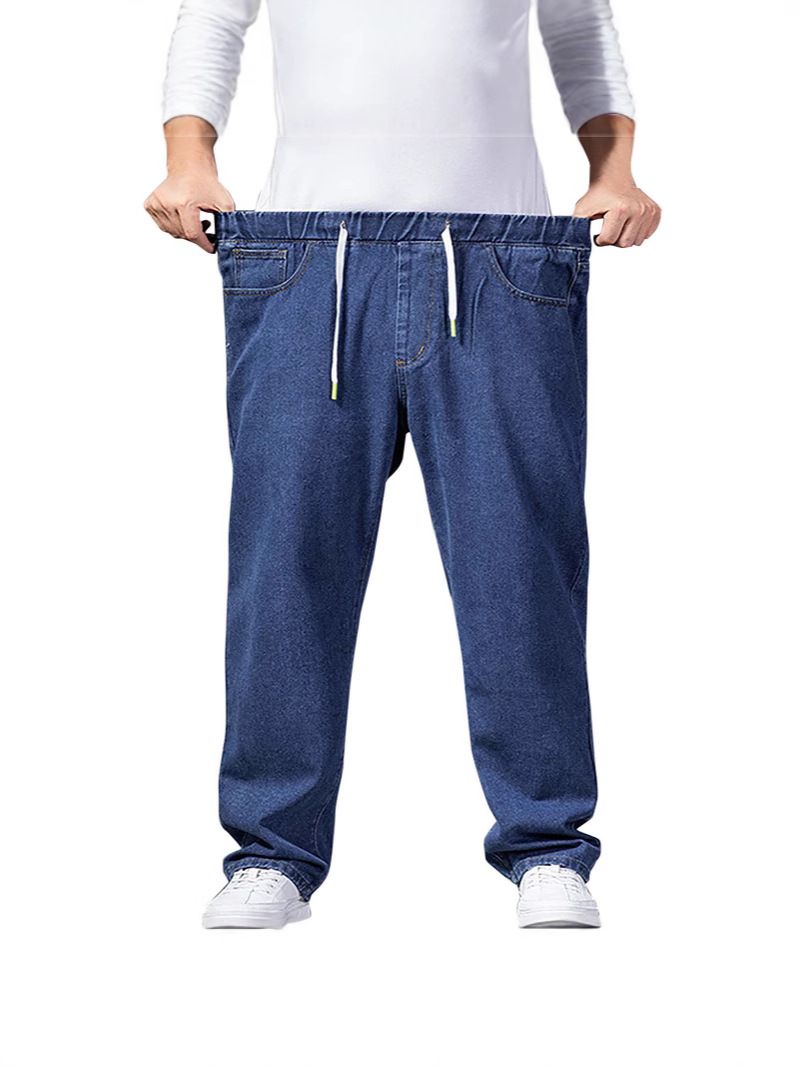 Men's Clothing Foreign Trade Large Size Autumn Thick Leg Wide Leg Jeans Men's Straight Loose Big Foot Trousers Wide Leg_mkmklike.com