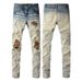 Men's Clothing European And American Street Fashion Ripped Retro Men's Jeans Trendy Brand High Street Slim Fit Skinny Jeans Cross Border 887_mkmklike.com