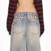 Edgy Streetwear Women's Distressed Print Jeans With Studs – High Waist Straight Leg Denim Pants For Casual & Party Wear_mkmklike.com