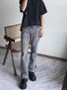 Men's Clothing High Street Washed Gray Straight Tube Slightly Flared Cleanfit Pants Trendy_mkmklike.com