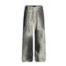 Men's Clothing Python Pattern Dirty Dye Personality Washed Raw Edge Jeans Straight Leg Pants_mkmklike.com