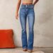Vintage Stretch Flare Jeans For Women - Retro High Waist Denim Pants With Distressed Wash, Street Style Comfort Fit (Dark Blue/Light Blue/Black)_mkmklike.com