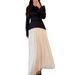 Women's Clothing solid color fashion high waist stitching design contrast color dress_mkmklike.com