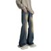Suitable For All Seasons Vibe Style Men Dark Blue Washed Gradient Jeans High Street Straight Slim Fit Flared Pants_mkmklike.com